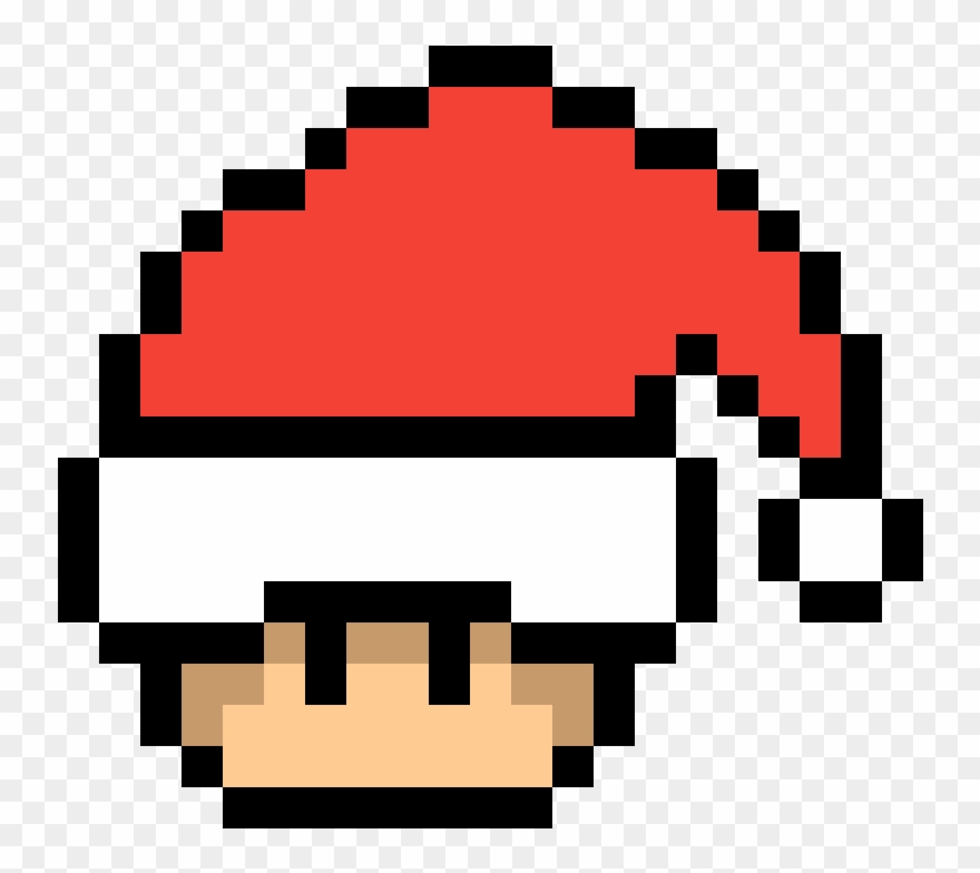 Santa Hat Mario Toad - Pokemon Mushroom Perler Bead Pattern Clipart