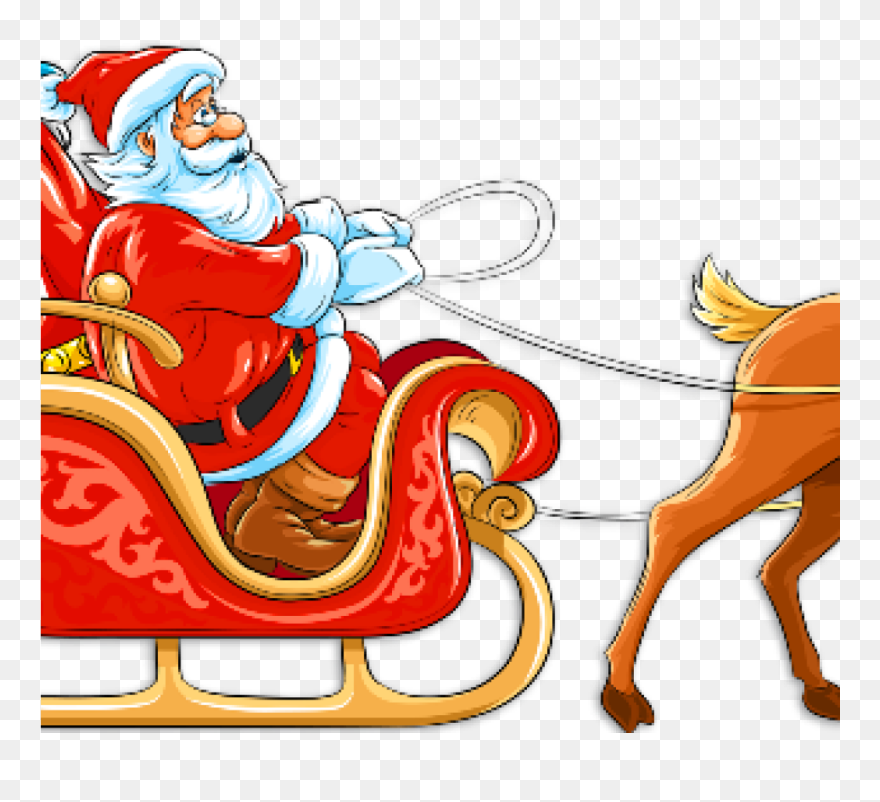 Sleigh Clipart Christmas Santas Sleigh Clipart School - Clipart Santa On Sleigh - Png Download