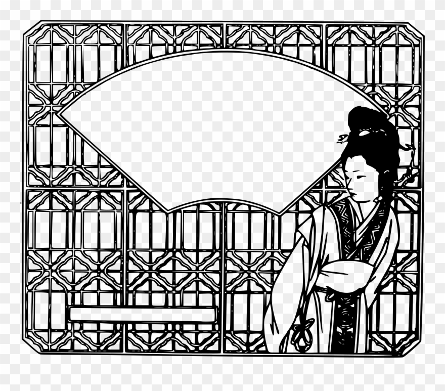 Coloring Pages - Chinese Frame Black And White Clipart