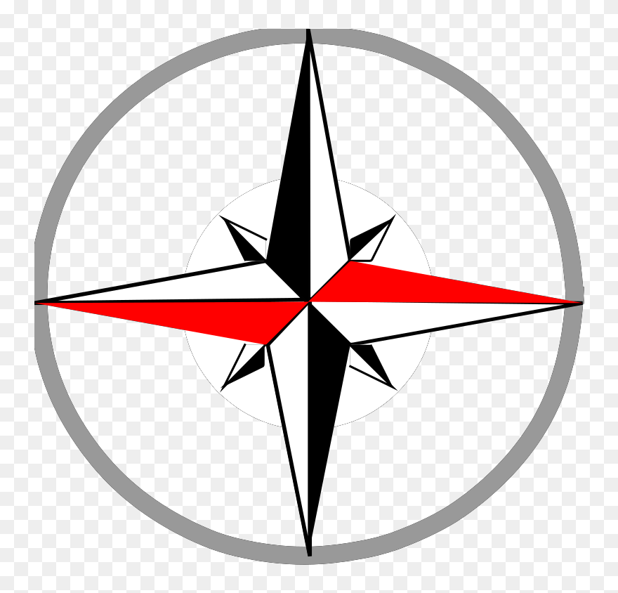 Red Grey Compass 2 Clip Art At Clker - North South East West Transparent - Png Download
