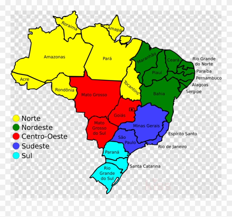 Map Of Brazil Clipart Brazil Clip Art - Brazil Map With Legend - Png Download