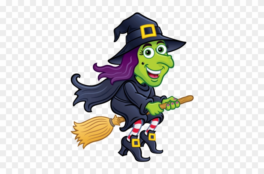 Cartoon Witch On Broom Clipart