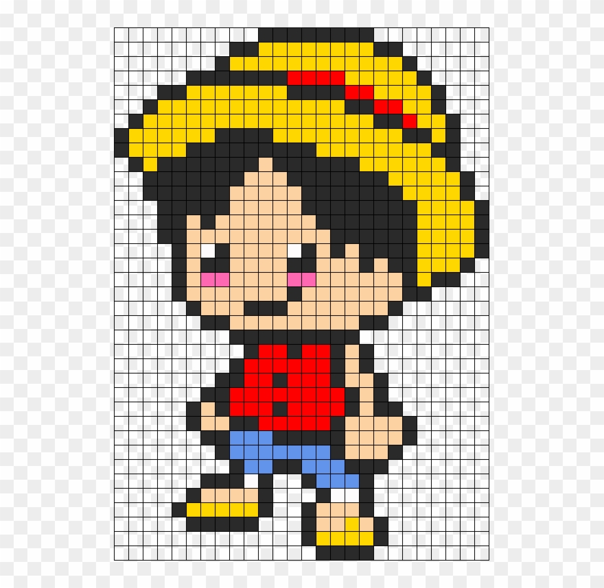 Kandi Patterns For Kandi Cuffs - Pixel Art One Piece Luffy Clipart