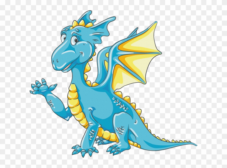 "σαν Πέσει Το Σκοτάδι Βγαίνουν Γίγαντες Και Δράκοι" - Blue And Yellow Dragon Clipart