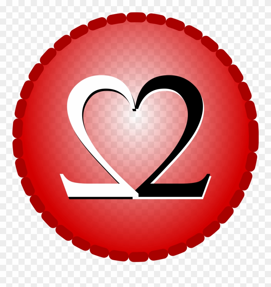 Open - Heart With Number 2 Clipart