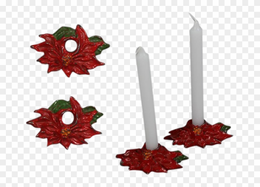Antique Hubley Mini Cast Iron Poinsettia Christmas - Old Cast Iron Poinsettia Candle Holders Clipart