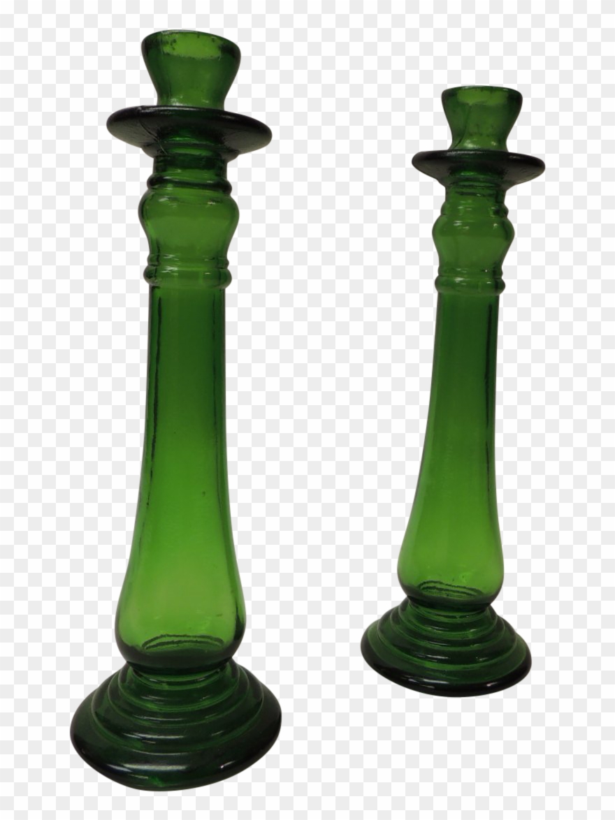 Pair Of Bottle Emerald Green Handcrafted Italian Candle - Green Clipart