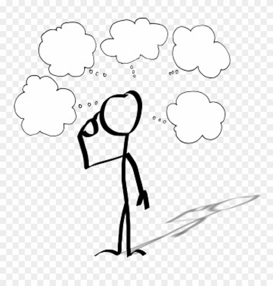 Icon Of A Person With Several Thought Clouds Above - Thought Clipart