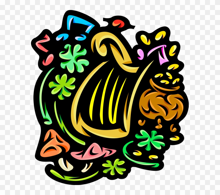 Vector Illustration Of St Patrick's Day Celtic Harp Clipart