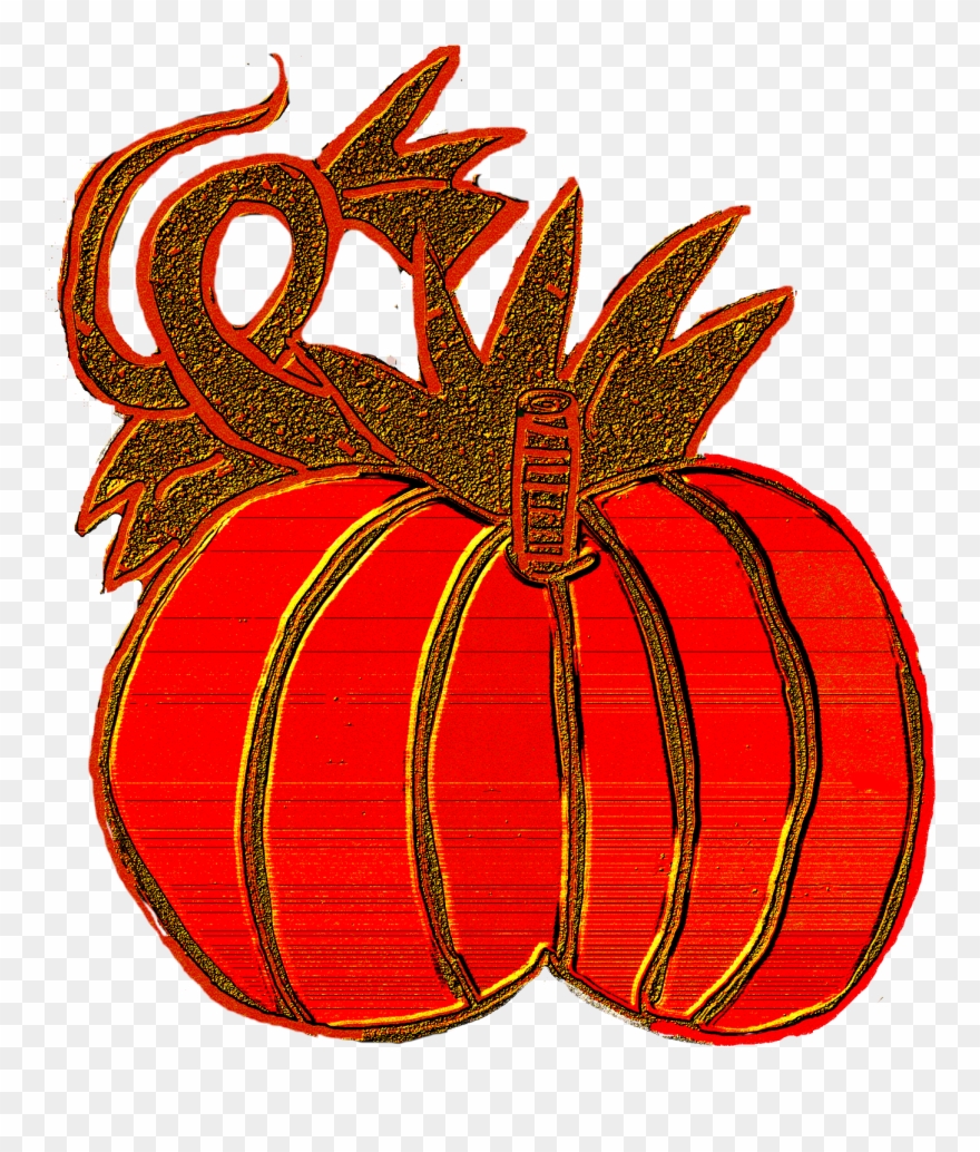 Chubby Pumpkins With Vine To Left And Large Leaf To Clipart