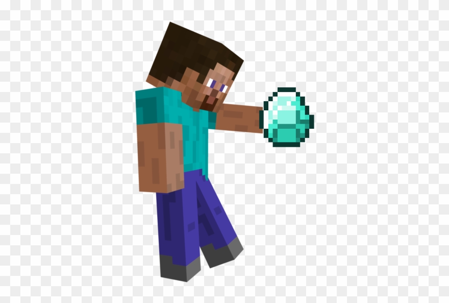 Minecraft Clipart Steve Running - Minecraft Steve Holding Diamond - Png Download