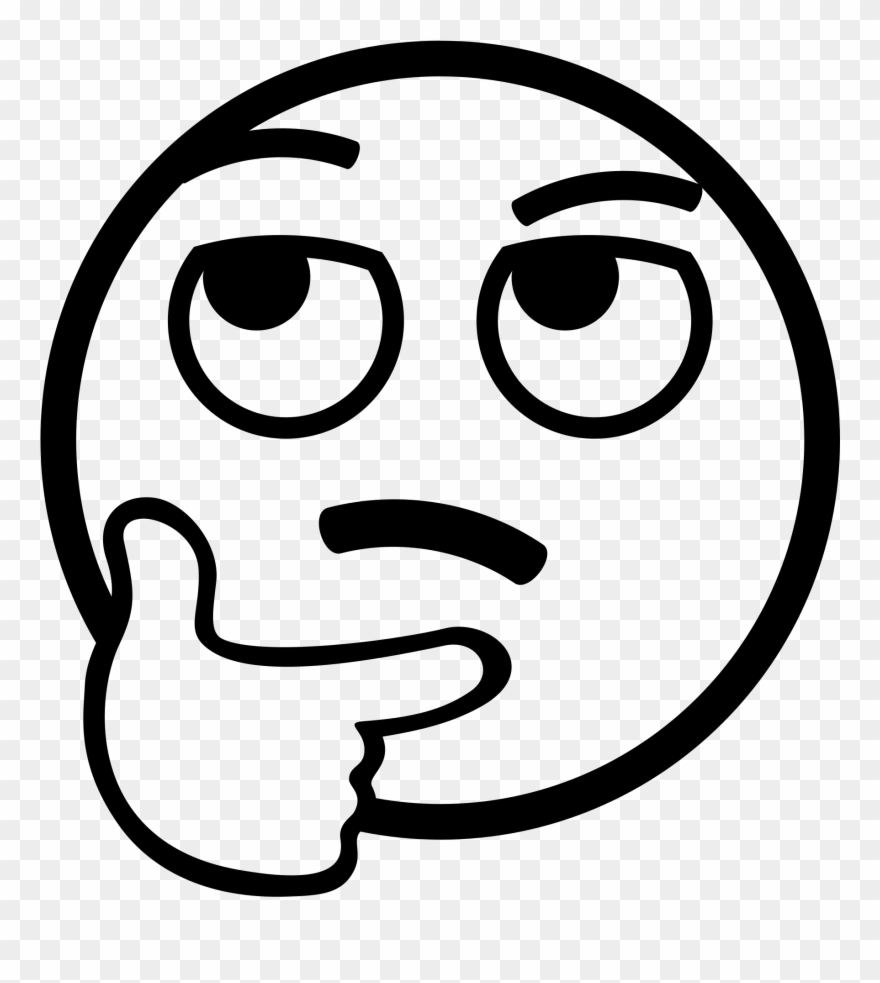Open - Thinking Face Emoji Black And White Clipart