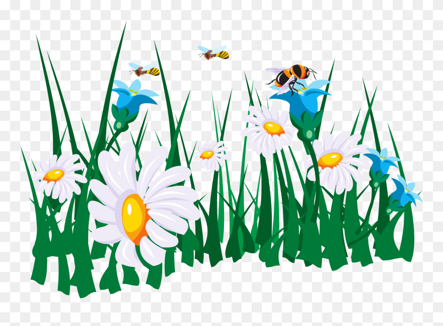In The Garden Word Find - Bees On Flowers Clip Art - Png Download
