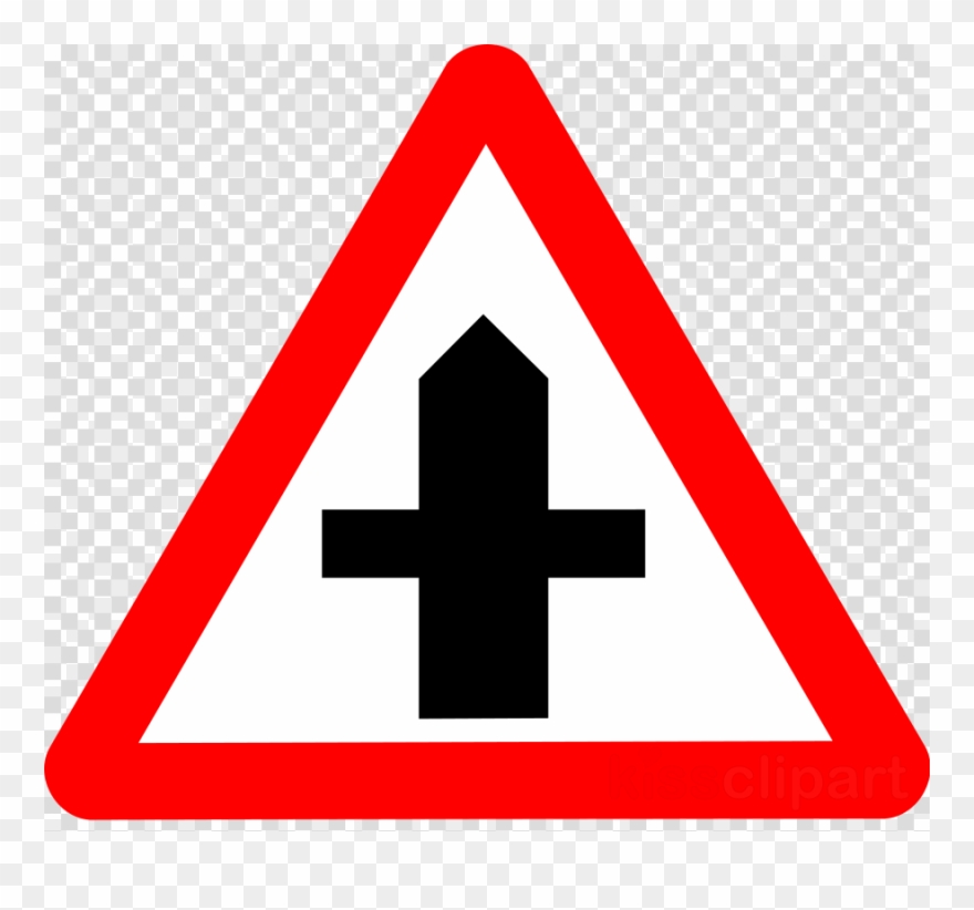 Crossroads Sign Clipart Traffic Sign Warning Sign Road - T Junction Sign Uk - Png Download