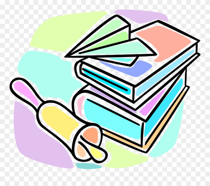 Vector Illustration Of School Hand Bell, Schoolbook - School Clipart