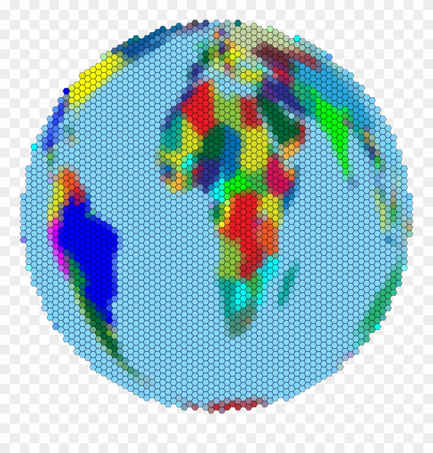 Earth Globe Hexagonal Mosaic Black Stroke Clipart