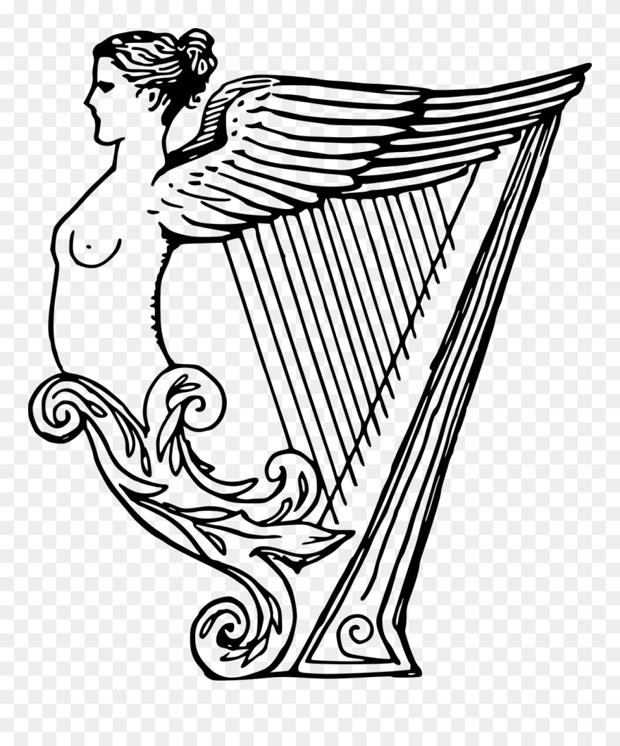 Celtic Harp Drawing Musical Instruments Line Art - Drawing Of A Harp Clipart