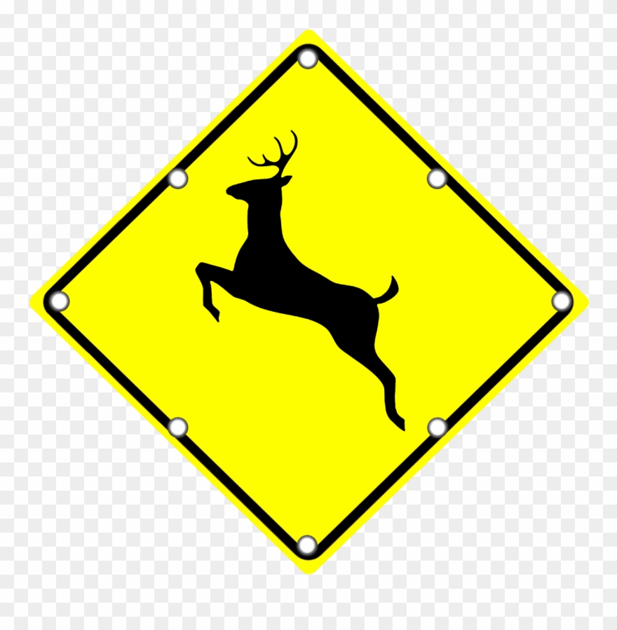 W11-3 Deer Crossing Sign - Deer Sign Clipart