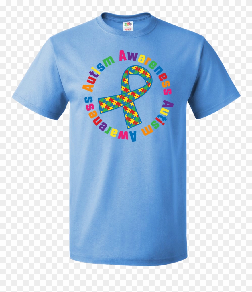 Autism Awareness Ribbon Shirt Columbia Blue Jpg Autism - Autism Puzzle Piece Awareness Support Bag Clipart
