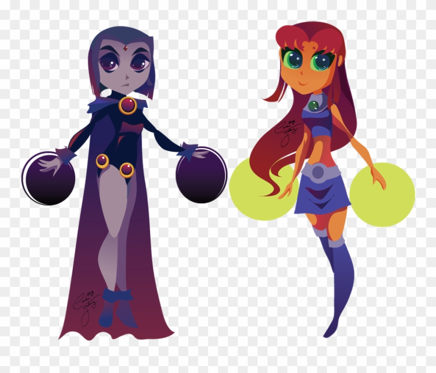 Raven And Starfire By Ceshira - Easy To Draw Star Fire Clipart