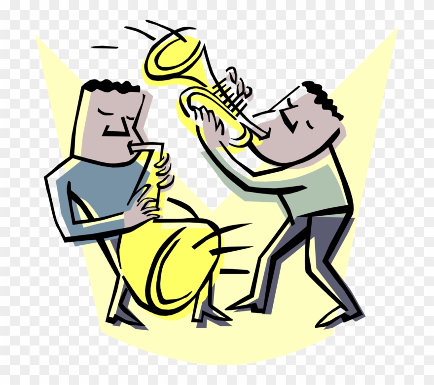 Vector Illustration Of Jazz Musicians Perform With - Jazz Instruments Cartoon Clipart
