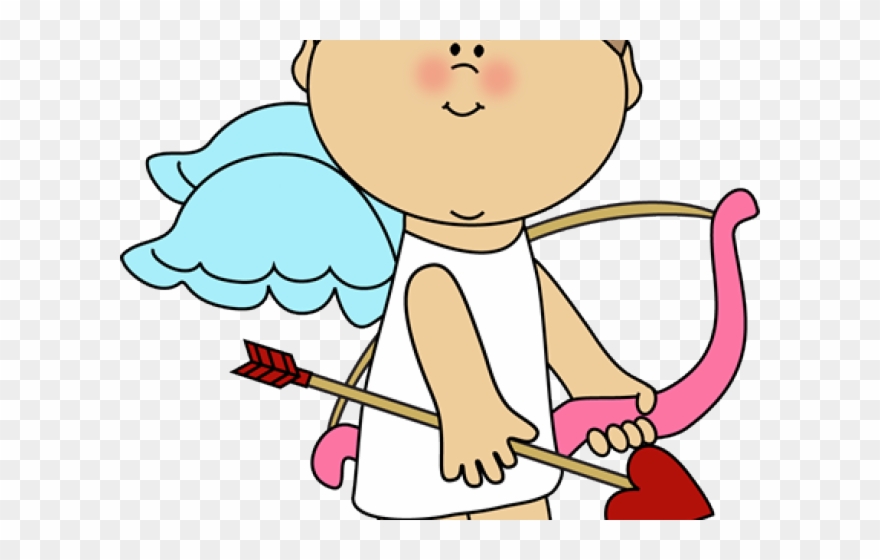 Cute Clipart Valentine - Black And White Cupid - Png Download
