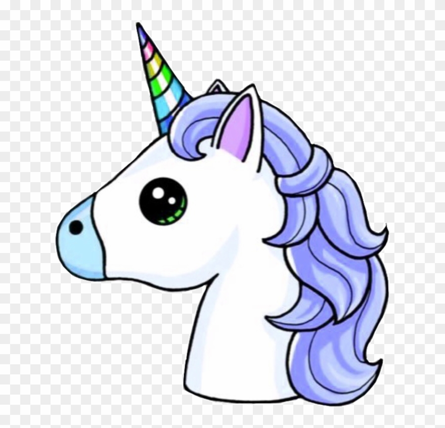 Unicorn Head Unicornhead Blue Rainbow Unicorns - Kawaii Unicornio Clipart