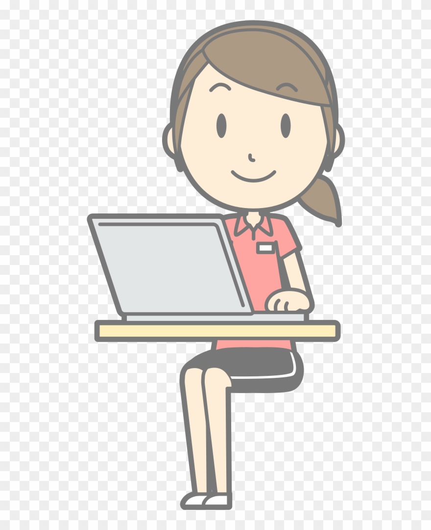 Female Computer User - Cartoon Clipart