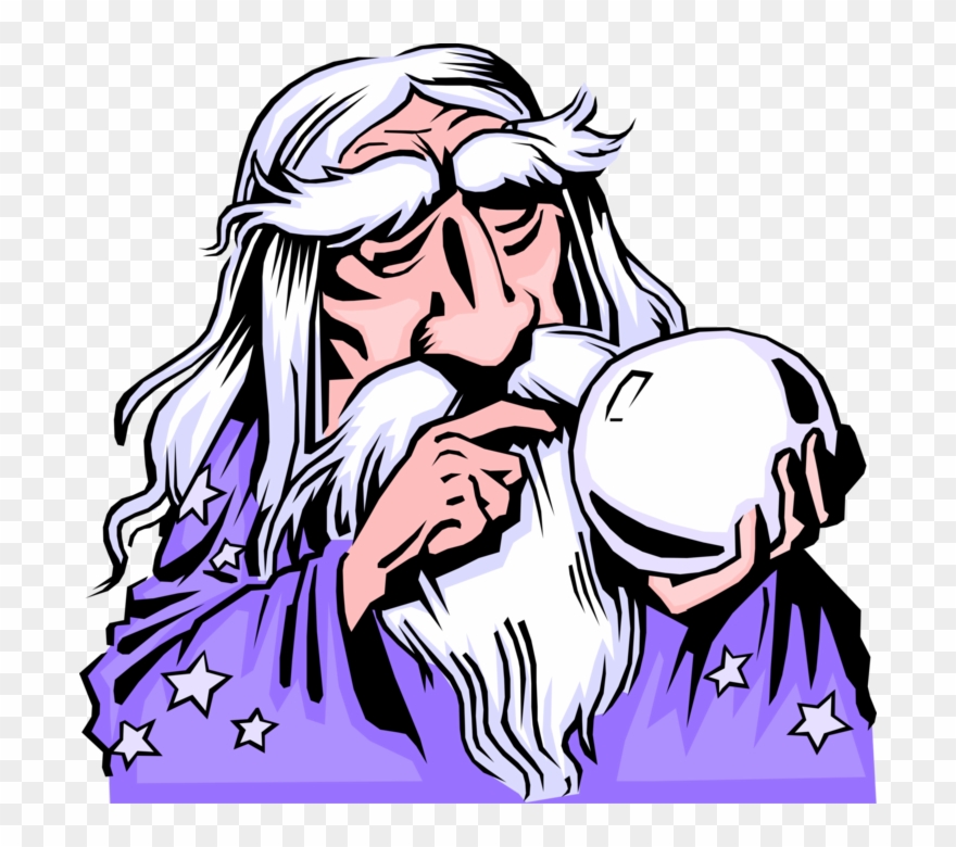 Vector Illustration Of Merlin The Magician With Crystal - Crystal Ball Wizard Gif Clipart