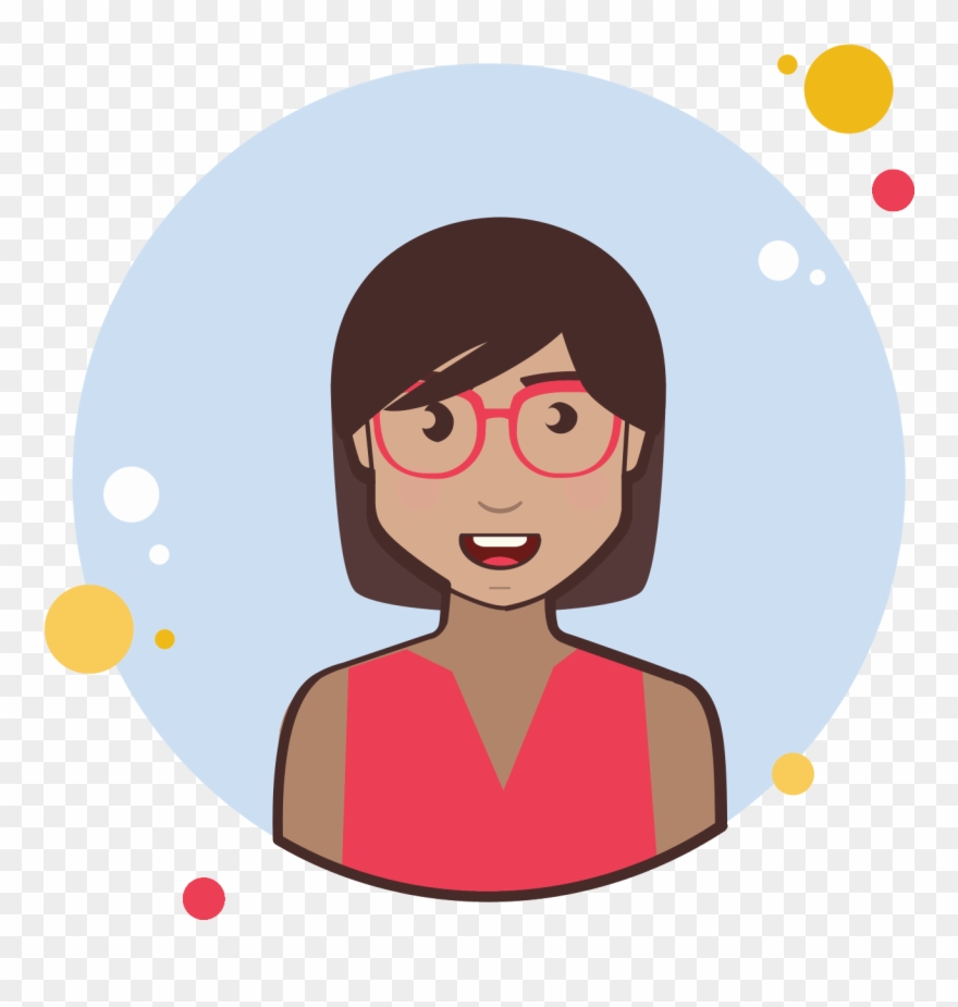 Brown Short Hair Lady In Red Shirt Icon - Illustration Clipart