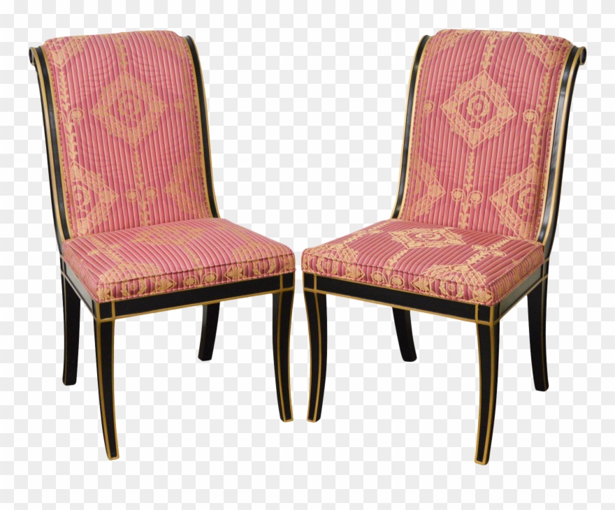 Regency Directoire Style Black & Gold Frame Upholstered - Chair Clipart