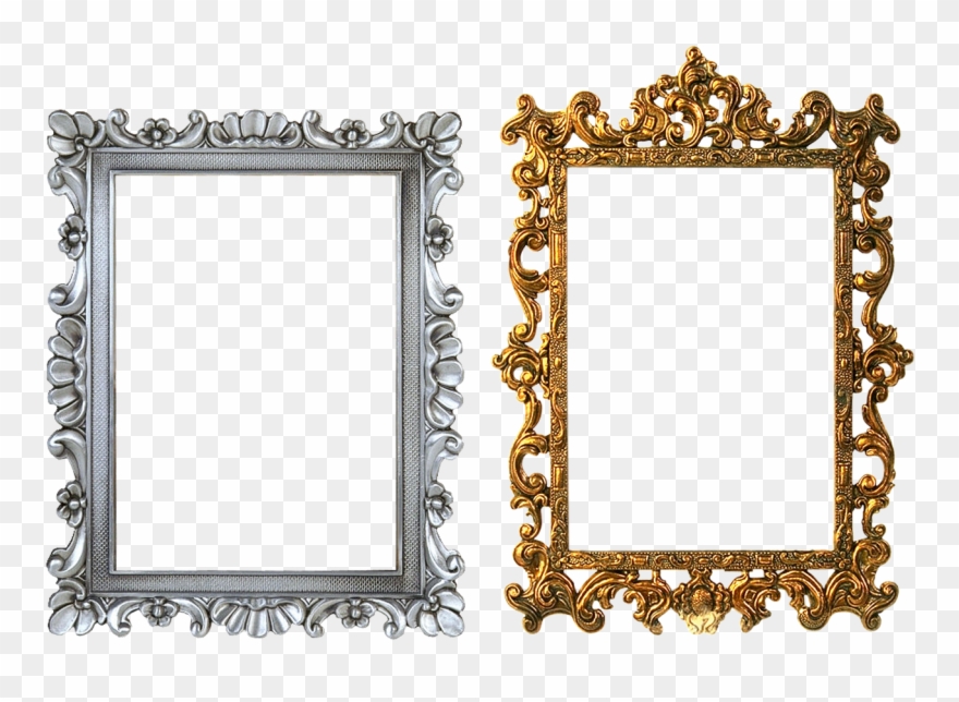 Frame Carved Gold Silver Frame Png Image - Gold Frames Design Png Clipart