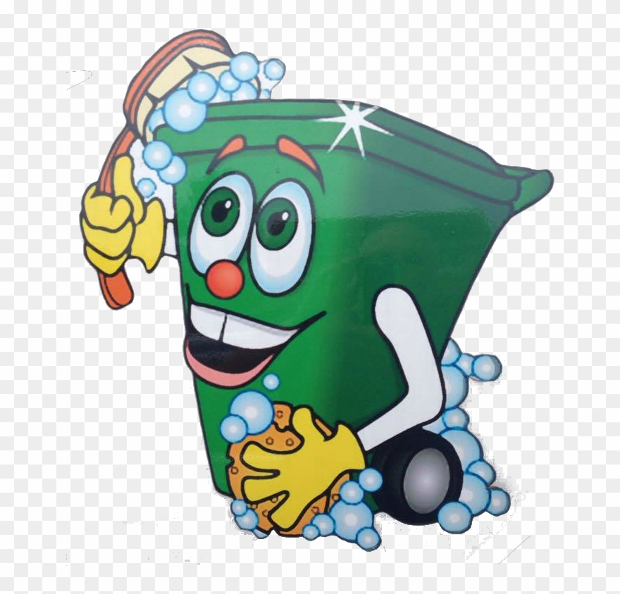 Wheelie Bin Cleaning Man Clipart