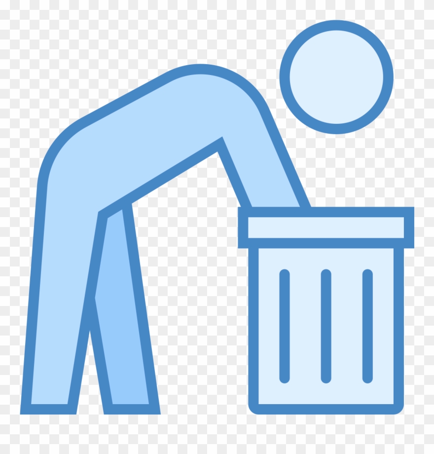 It's A Figure Of A Man Leaning Over Into A Garbage - Icon Clipart