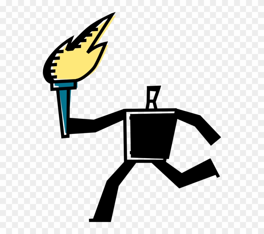 Vector Illustration Of Runner Carries Olympic Torch Clipart