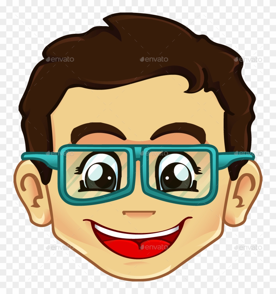 Clipart Boy With Glasses - Cartoon Face With Glasses - Png Download
