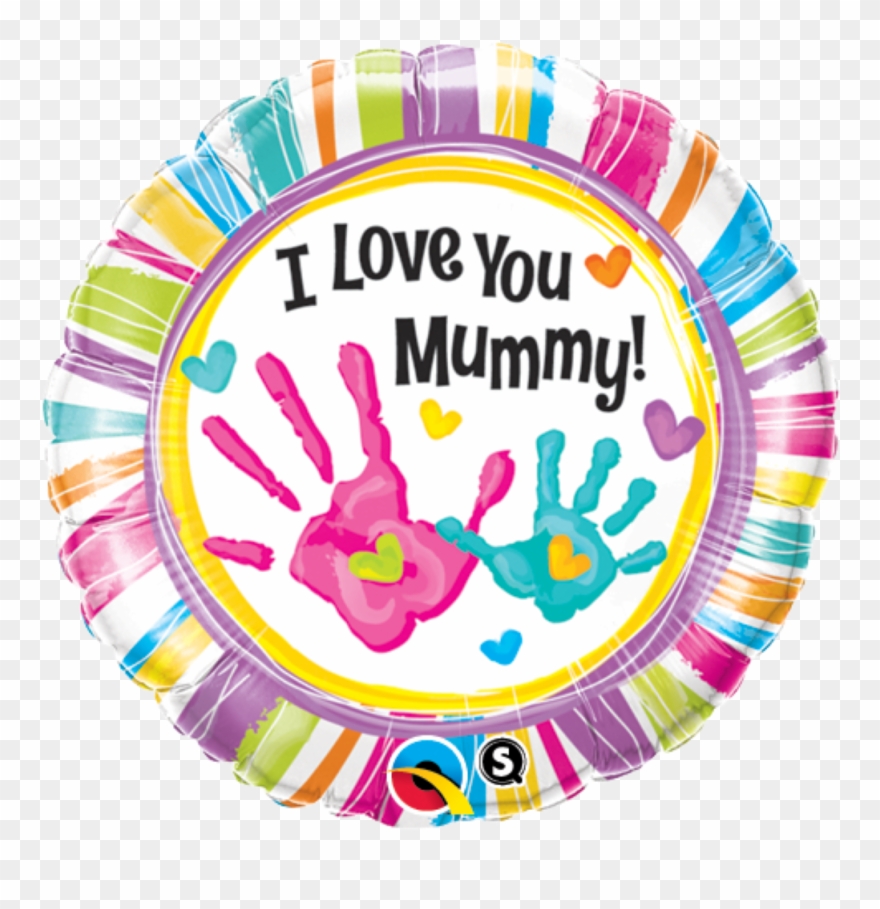 I Love You Mummy Hand Prints Foil Balloon Box - 1 I Love You Mummy Handprints Balloon Clipart