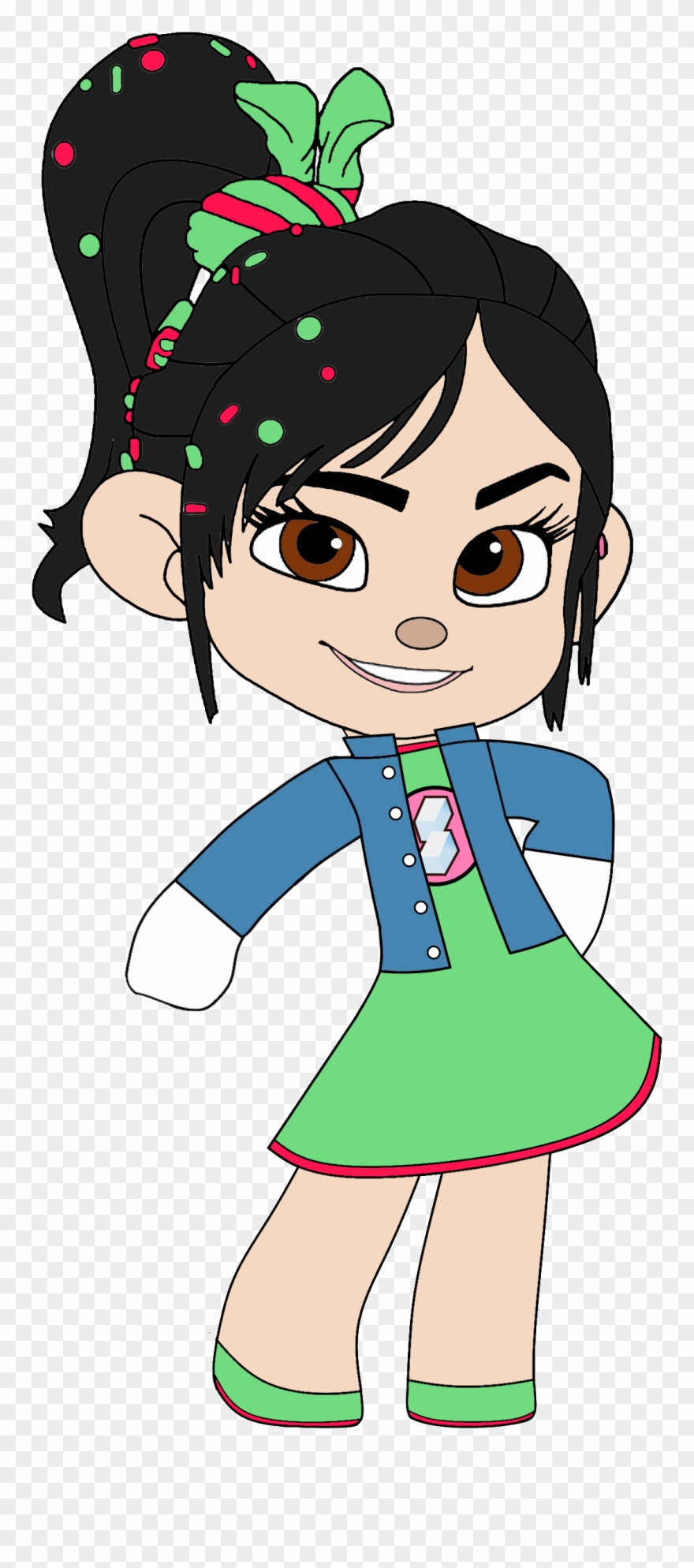 Vanellope's Outfit & Badge With Left Arm Out Clipart