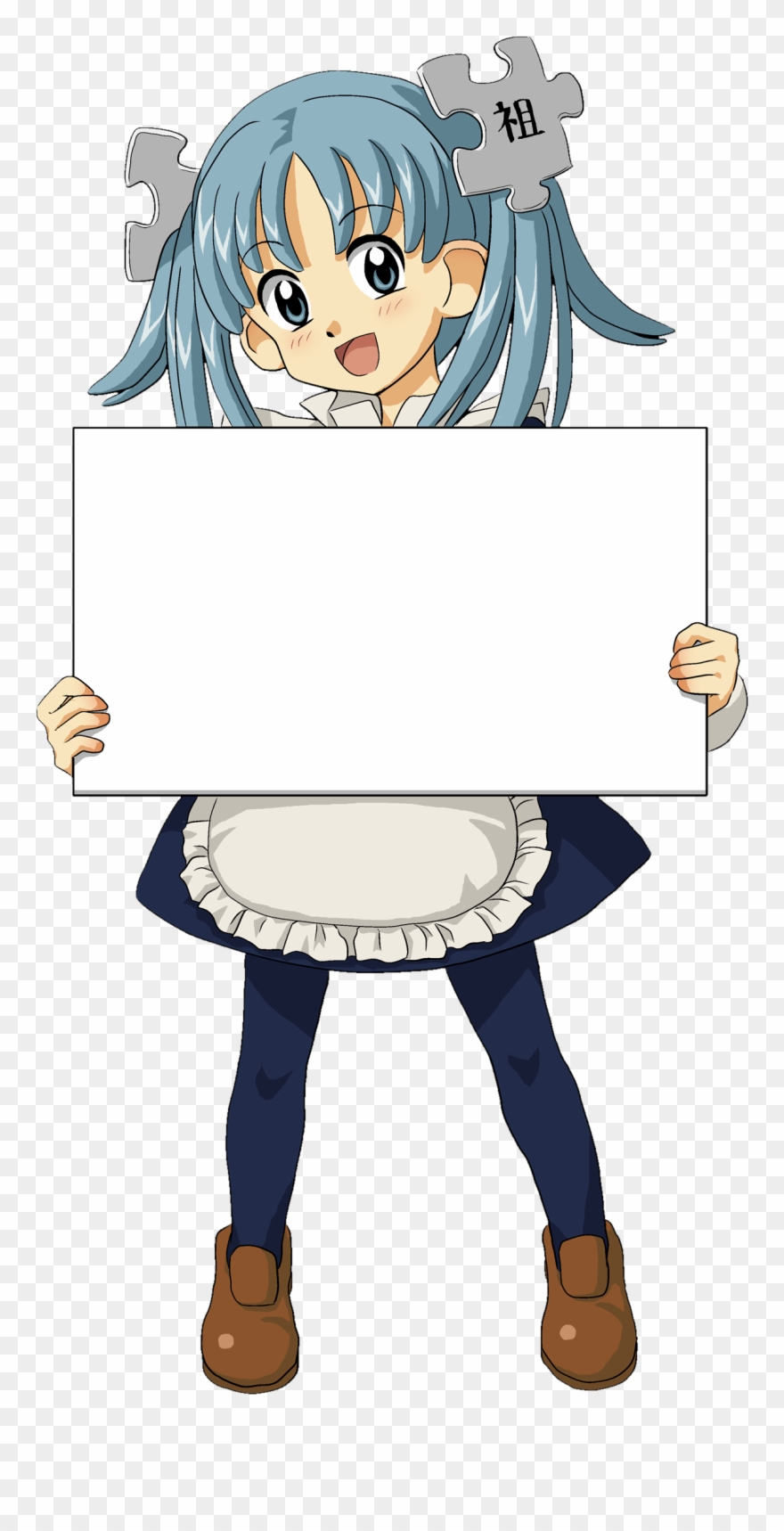Wikipe-tan Holding Sign - Holding A Sign Clipart
