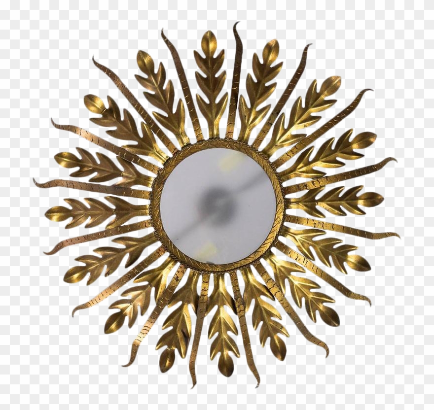 Incredible Spanish Gilt Metal Sunburst Ceiling Fixture - Circle Clipart