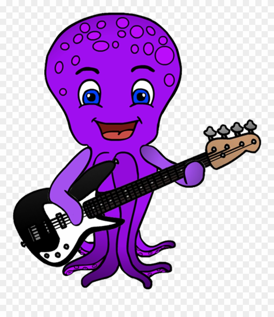 Octopus With Guitar - Octopus Playing Guitar Cartoon Clipart