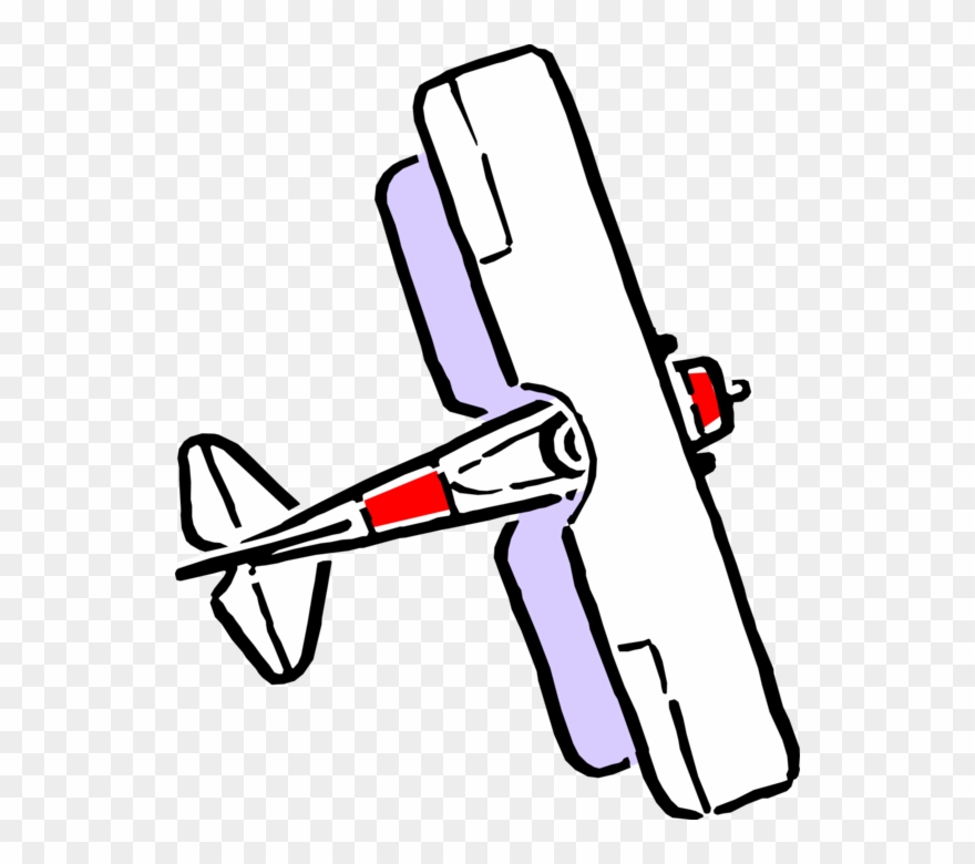 Vector Illustration Of Biplane Fixed-wing Aircraft - Cartoon Bi Plane Clipart