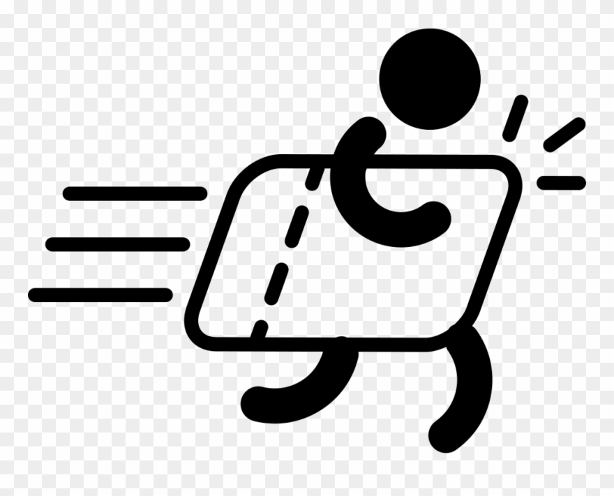 Running Man Silhouette With Delivery Comments - Free Delivery Vector Png Clipart