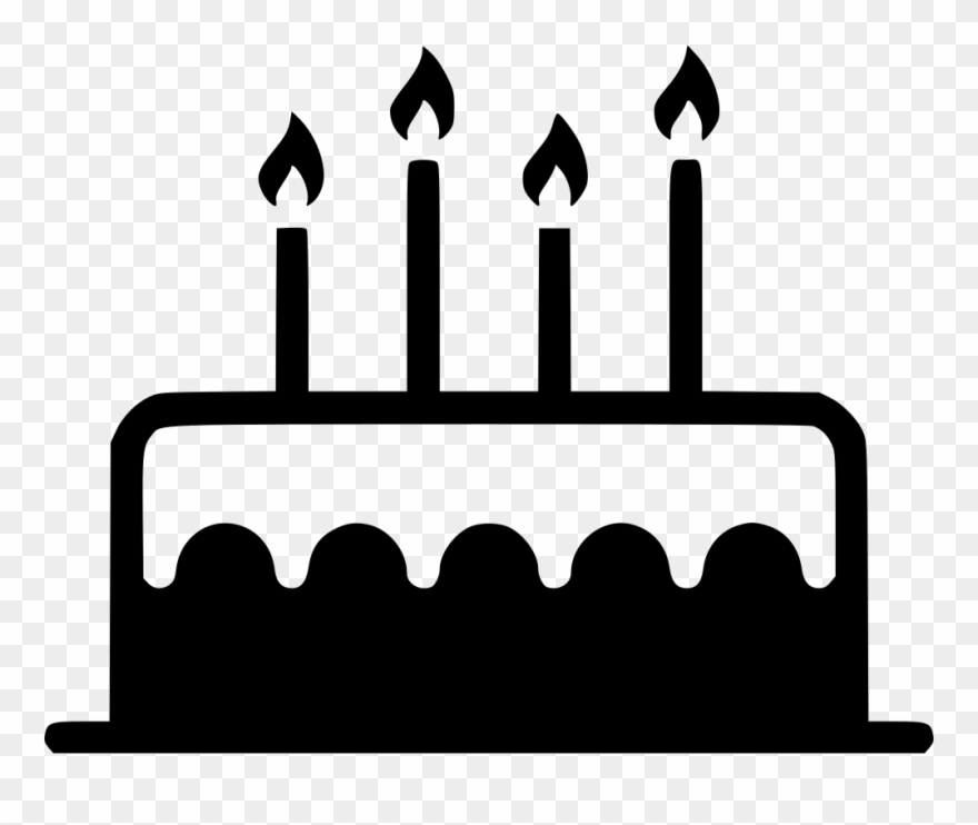 Banner Black And White Download Birthday Candle Sweet - Birthday Cake Icon Png Clipart