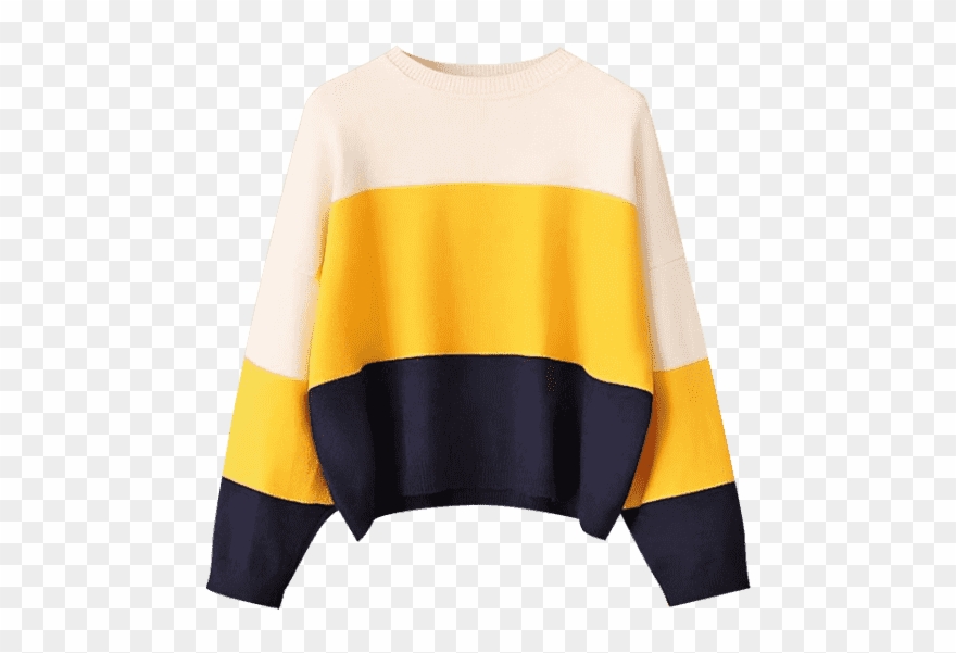 Zaful Crew Neck Color Block Cropped Sweater - Sweater Clipart