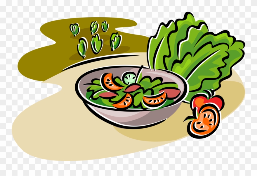 Vector Illustration Of Fresh Green Salad With Romaine - Salada Vetor Png Clipart