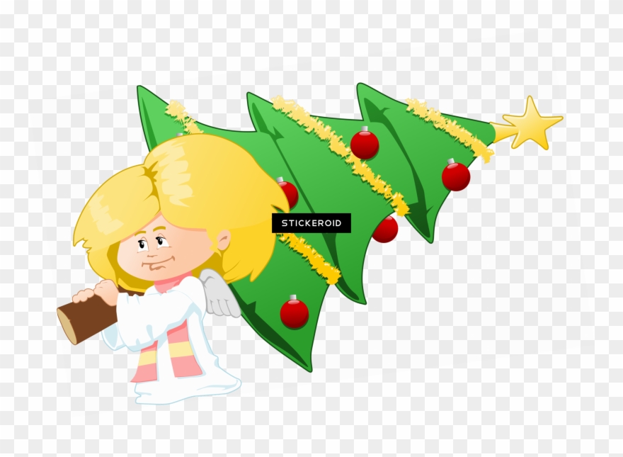 Christmas Angel - Christmas Tree Angel Greeting Cards Clipart