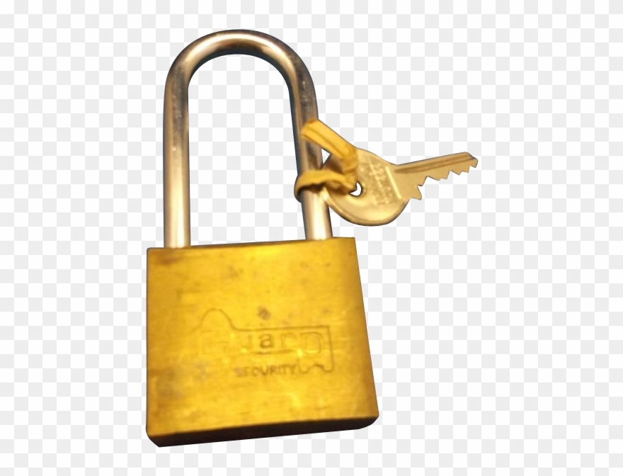 Guard Security Brass Padlock With Key Vintage - Brass Clipart