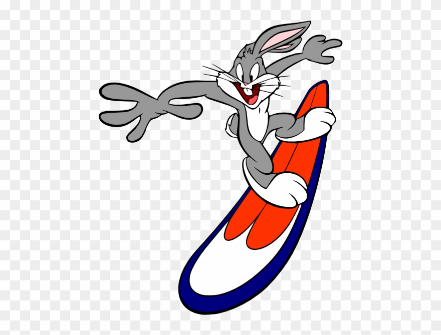 Bugs Bunny Is Hanging Ten Without His Gloves On - Bugs Bunny Surfing Clipart