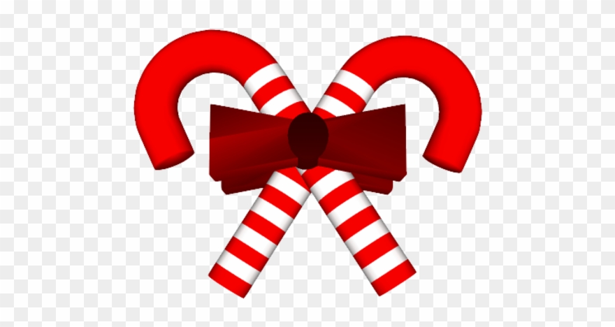 Red White Candy Cane With Bow Mask - Gift Clipart